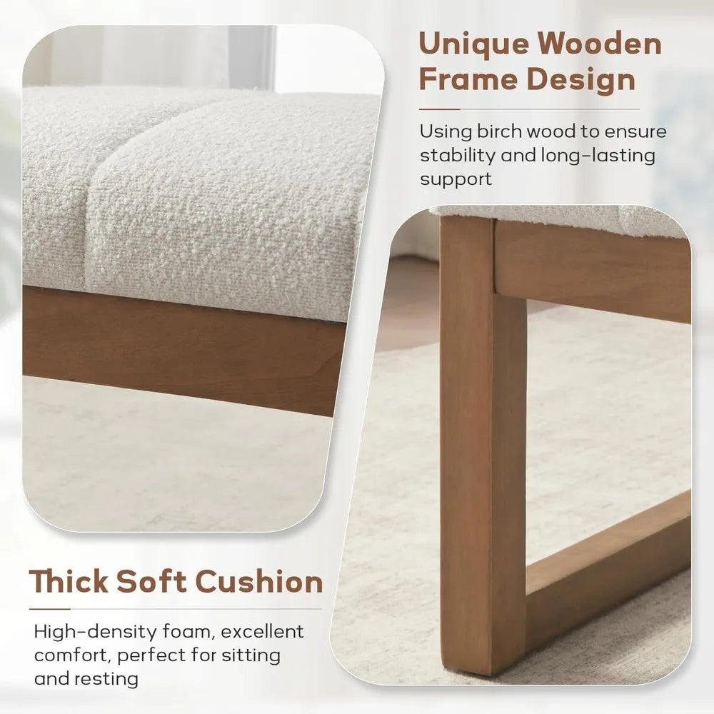 Bedroom Bench for End of Bed, Modern Upholstered Teddy Fabric Entryway Bench & Dining Bench, Footrest Stool Bench