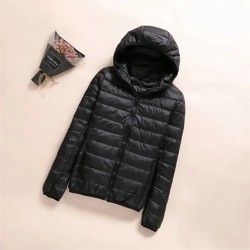 New Women Thin Down Jacket White Duck Down Ultralight Jackets Autumn Winter Puffer Jacket Warm Coats Portable Female Outwear
