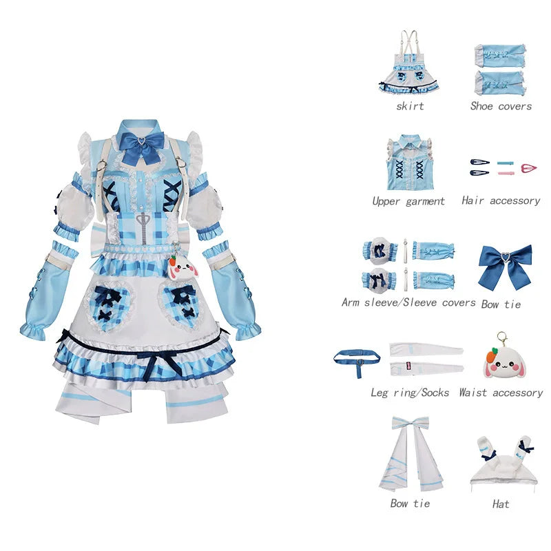 Anime BanG Dream Kurata Mashiro Cosplay Costume Blue and White Lolita Skirt Princess Dress Wig Woman Sexy Birthday Party Suit