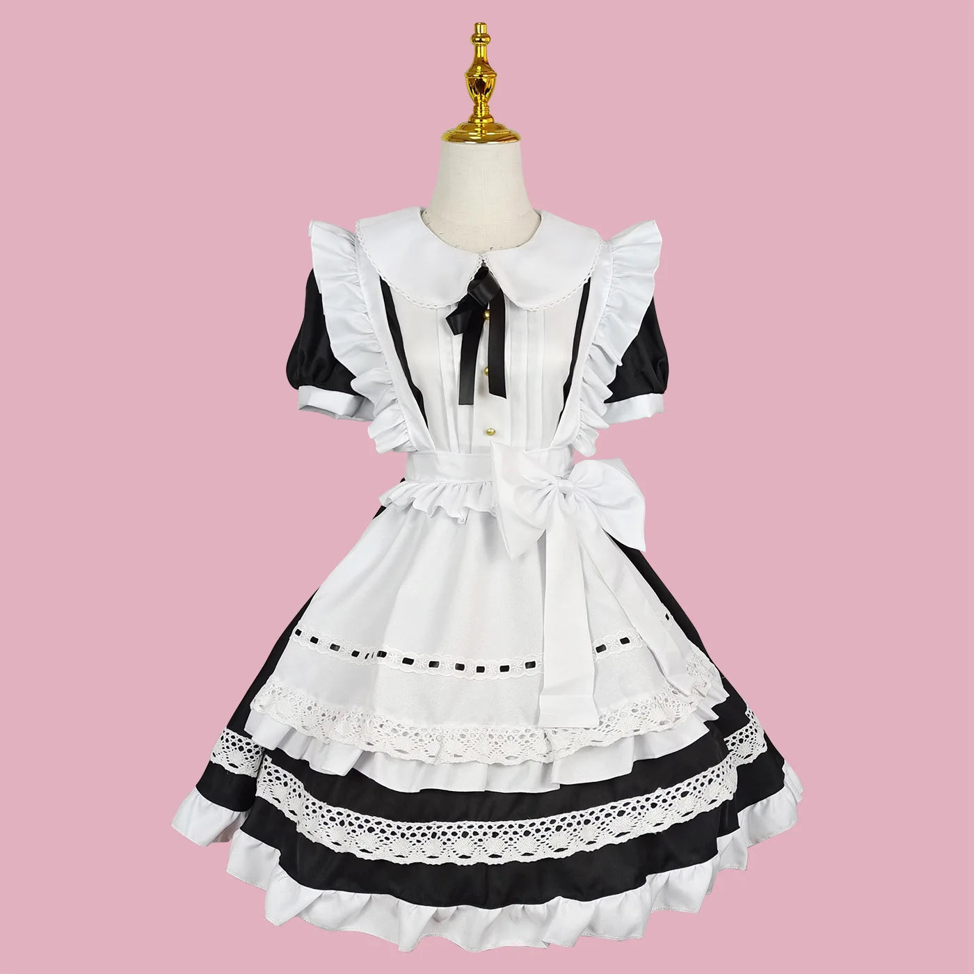 Anime Halloween Cosplay Costumes Anime Apron Maid Role Play Long Dress Plus Size Black White Lolita Lingerie Dress Maid Outfits