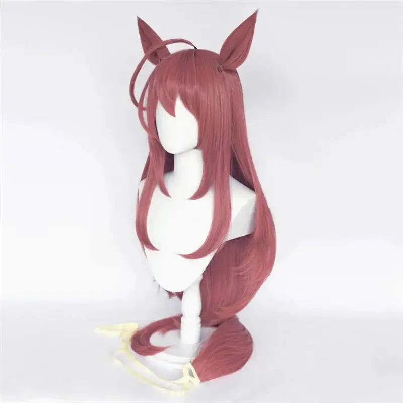 Uma Musume Pretty Derby Mihono Bourbon Cosplay Wig Long Straight Wig Ears Halloween Synthetic Hair Heat Resistant