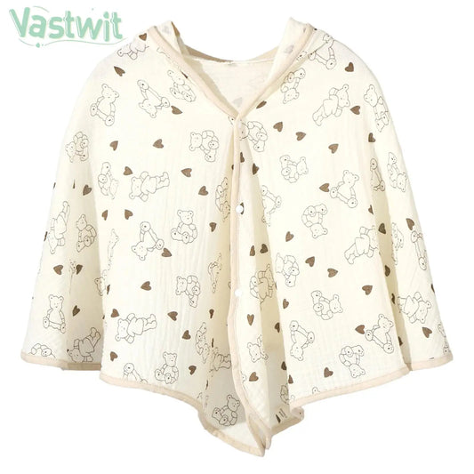 Infant Cute Printed Soft Bath Towel Hooded Cape Bathrobe Baby Swaddle Blanket Bathroom Beach Pool Cloak Summer Sunscreen Shawl