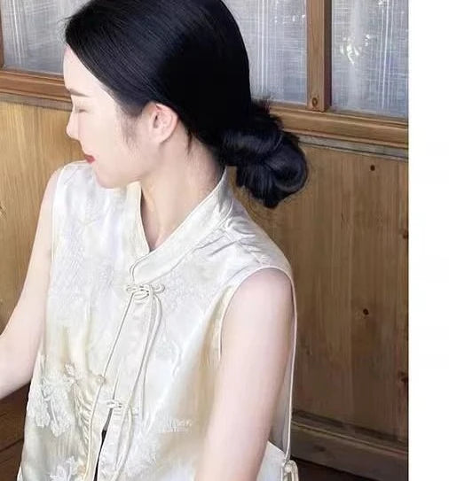 Women's Vest Skirt Set Light Luxury High End Green Half Skirt Two Piece Set New Chinese Traditional Clothing