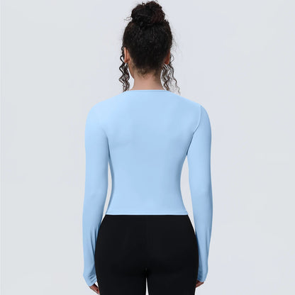 Woman's Yoga Long Sleeved Gym Sports Running Top Slim Breathable Soild Color Fitness Top Running Shirts Gym Top Yoga Sport Top