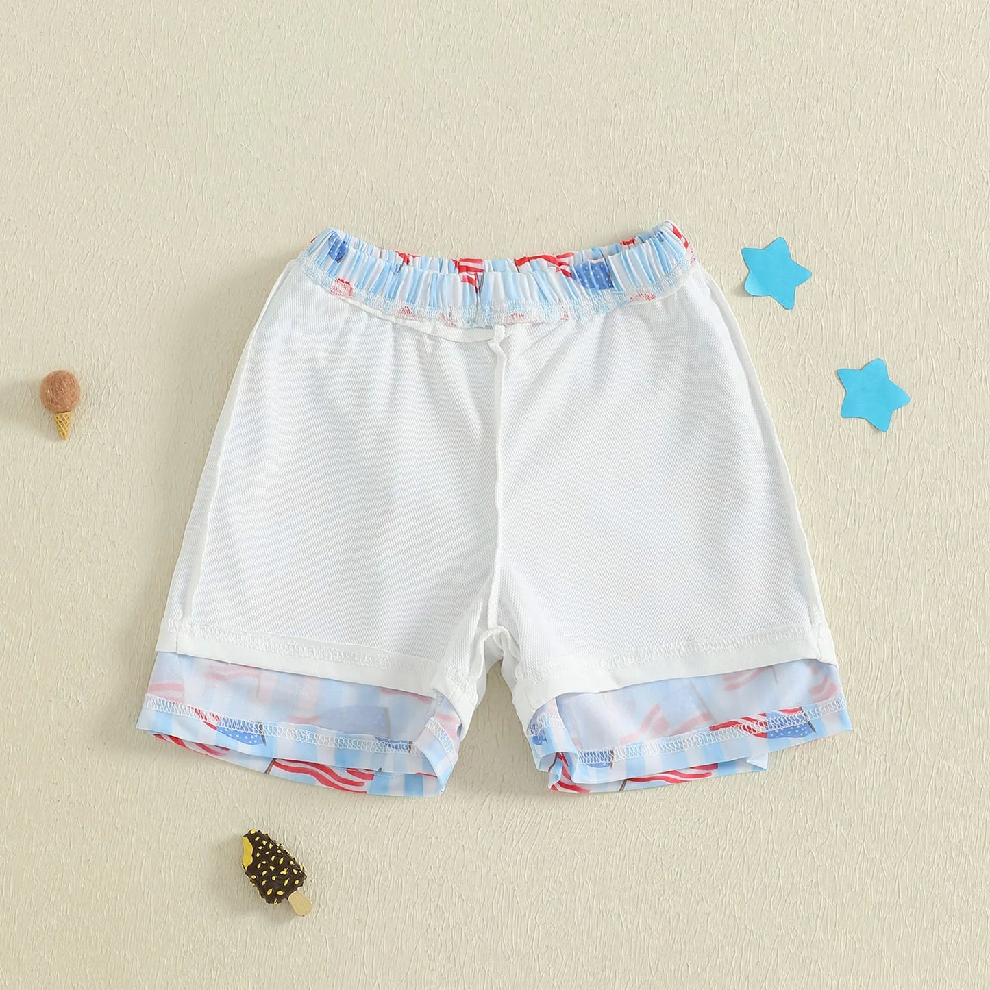 Toddler Boy Patriotic Beach Shorts Flag Popsicle Print Casual Elastic Short Pants for Newborn Baby Cute Clothes