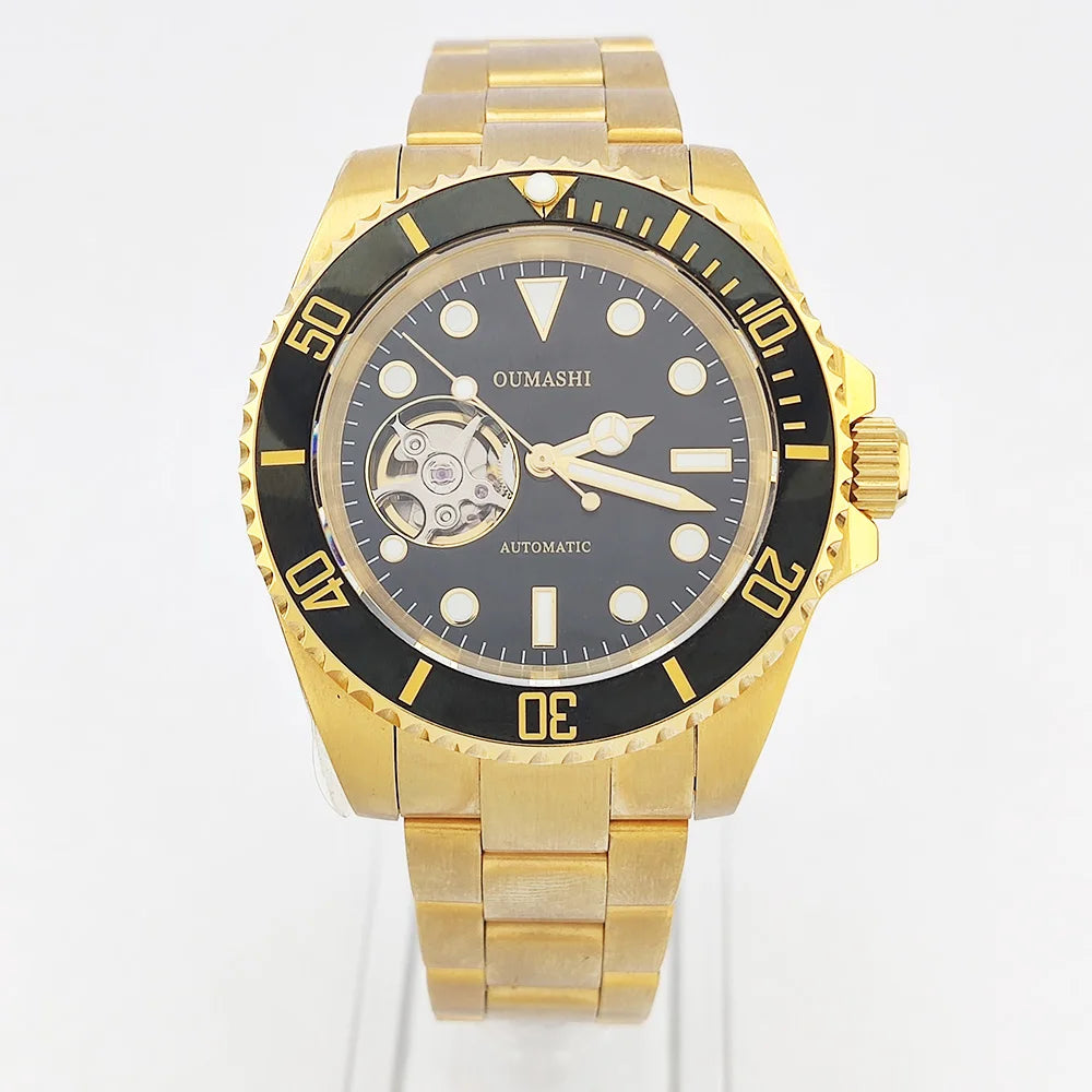 Men's Automatic Mechanical watch NH38 movement Hollow dial 316L stainless steel sapphire glass Diameter 39.5mm NH38 Diving watch