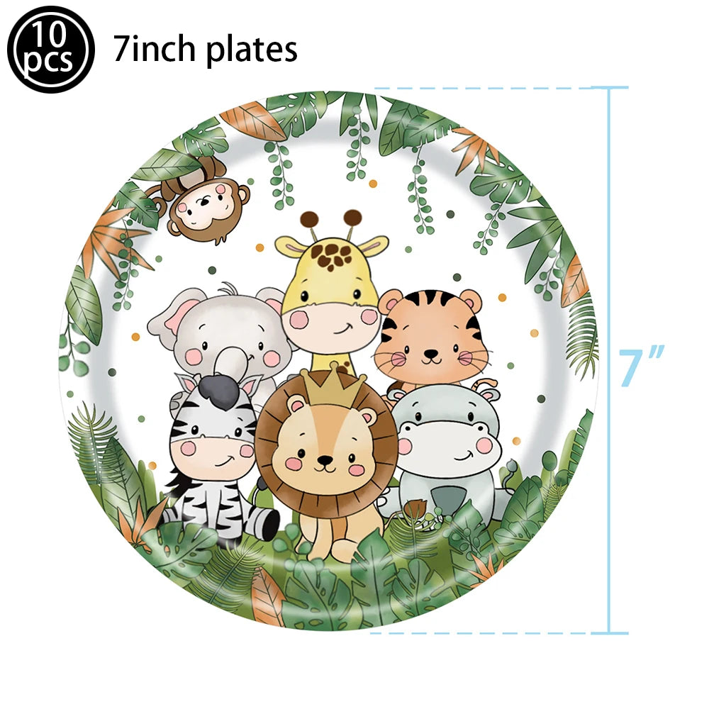 1pcs Jungle Party Cake Topper Safari Animals Figures Toys Picks Wild Jungle Animals Theme Baby Shower Happy Birthday Cake Decor