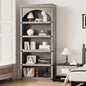 68.7 Tall Farmhouse Arched Bookcase, 5-Tier Vintage Wood Bookshelf, Rustic Arch Display Storage Cabinet for Living Room, Home O