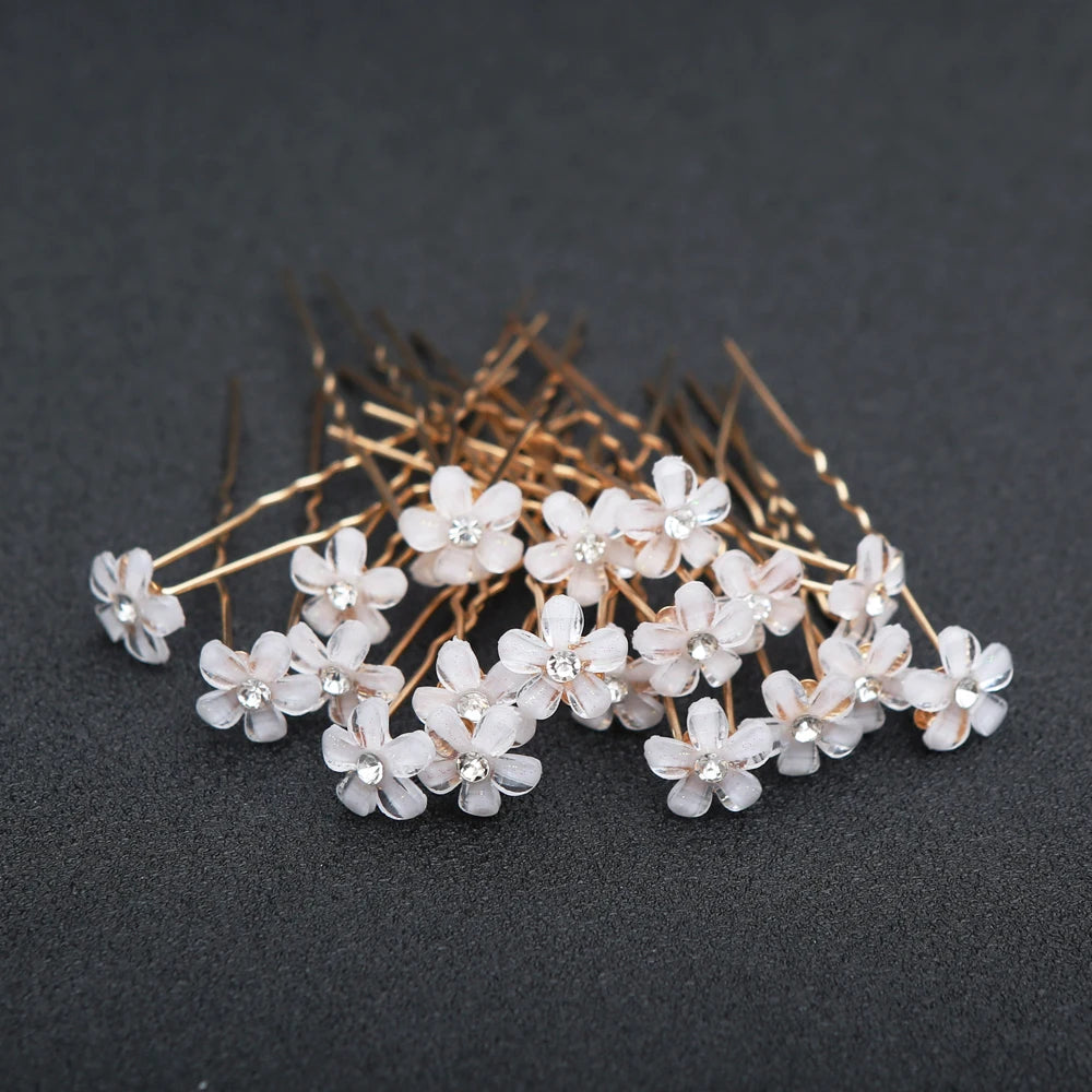 20pcs Elegant Bridal Pearl Hair Sticks Set with Crystal Floral Accents Wedding for Brides Luxury Bridal Headpiece Hair Sticks