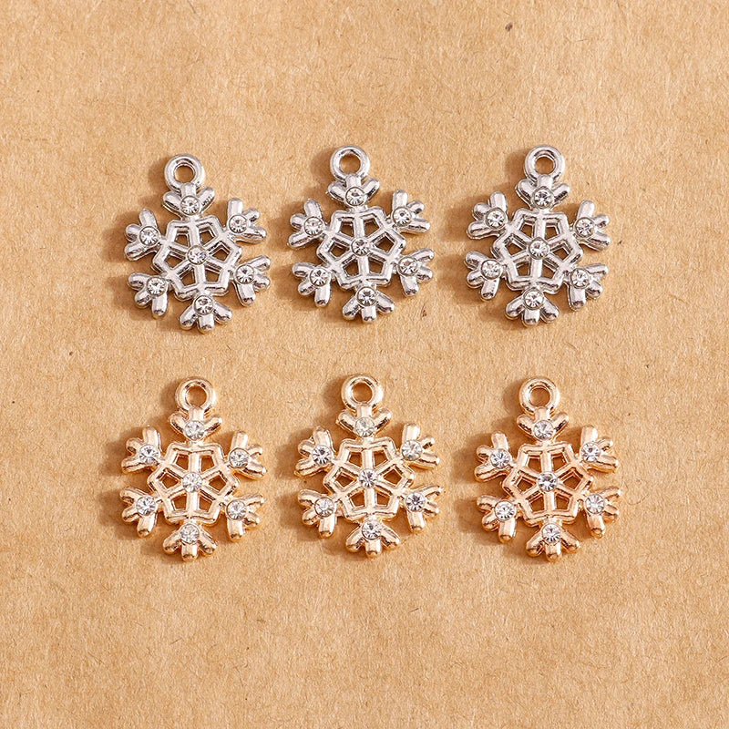10pcs 13*17mm Metal Crystal Snowflake Charms Fashion Jewelry Making Earring Pendant Bracelet Necklace Charms DIY Findings