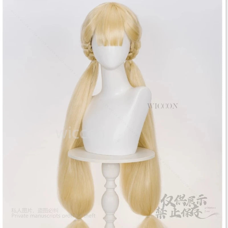 Anime Game ZZZ Alice Cosplay 90cm Gold Solid Color Wigs Female High Quality Heat Resistant Synthetic Hair Halloween Party Comic
