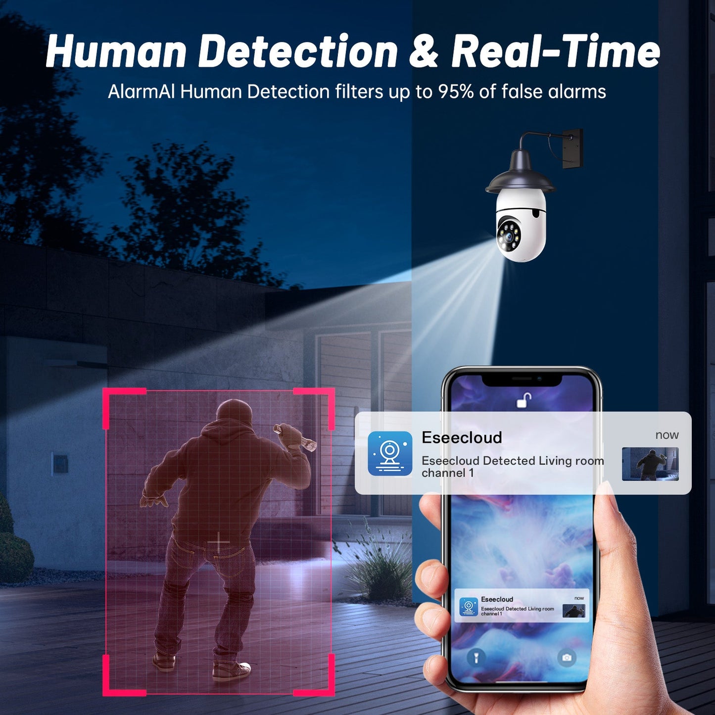 WiFi Indoor E27 Network Security Camera 2K Light Bulb Colorful Smart