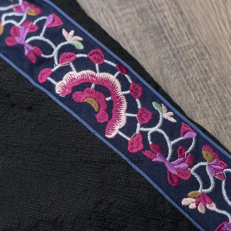 2025 chinese vintag long coat national flower embroidery jacket outerwear retro hanfu tops traditional female windbreaker jacket