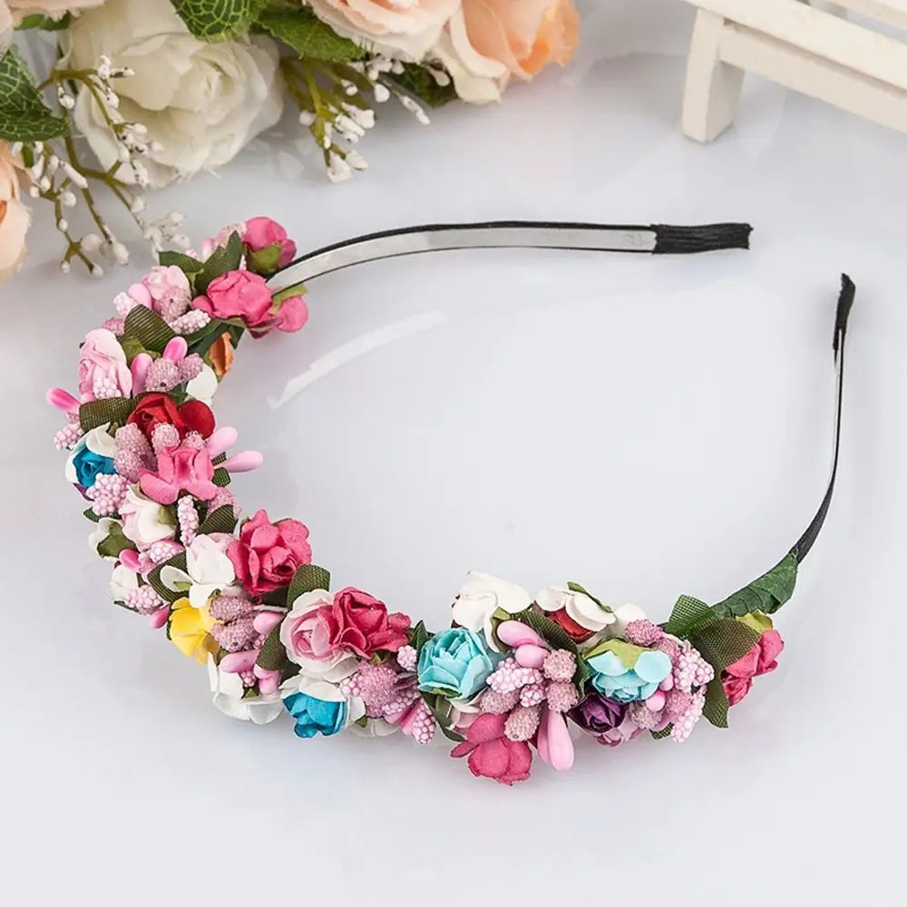 Princess Headpiece Wreath Flower Garland Floral Headband Party Wedding Festival Decor Bride Headband