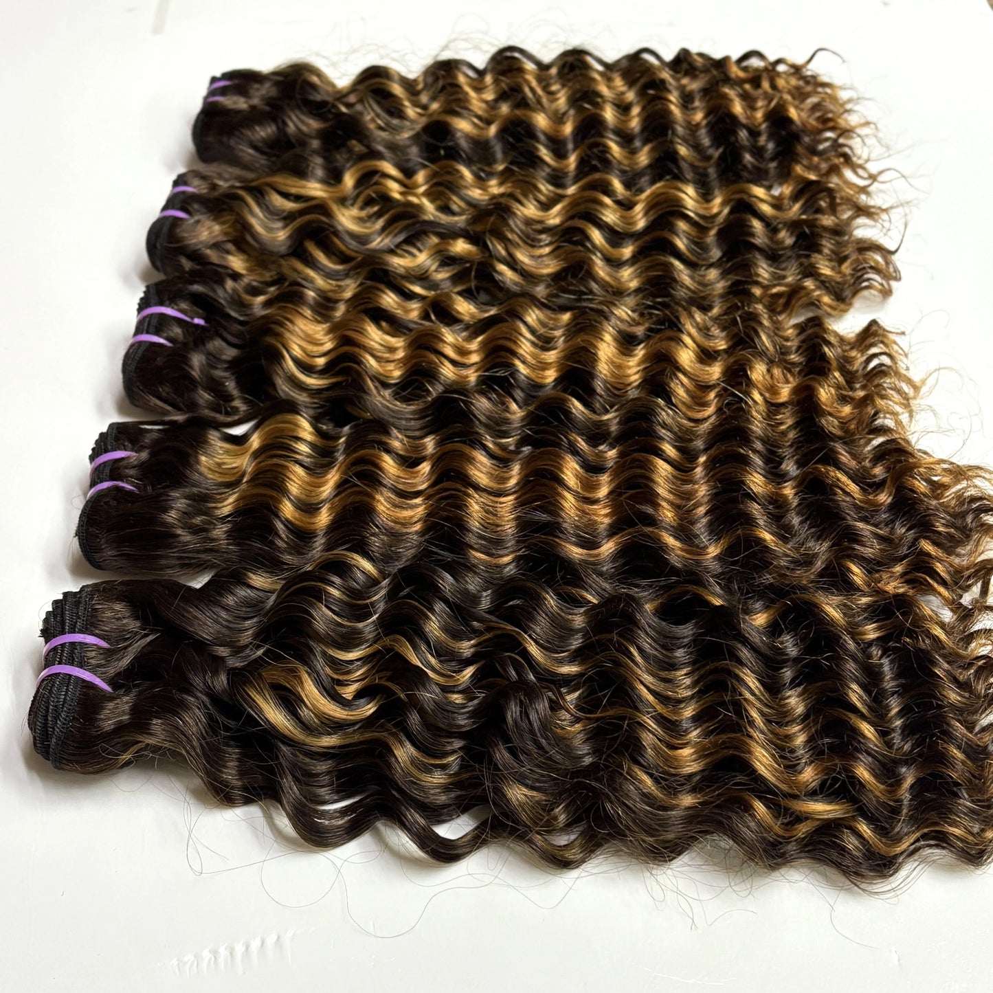 14inch Raw Vietnamese Unprocessed P4/30 Highlight Deep Wave Hair Bundles 16A 100% Human Hair Weave Extensions for Women