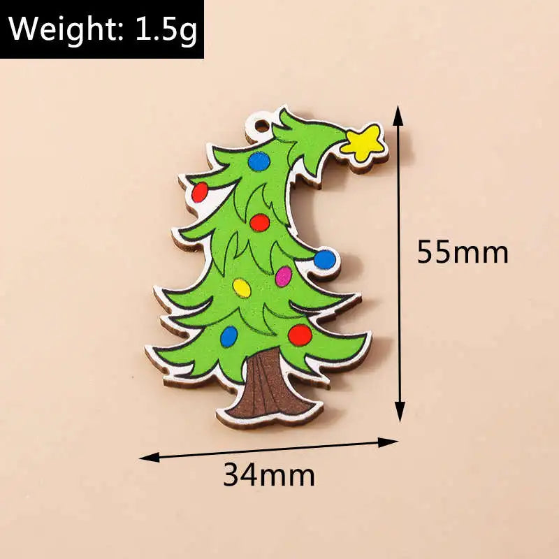 Leslie 10pcs Fashion Christmas Charms Cute Christmas Tree Deer Bell Snowman Pendant for Earring Necklace Making Accessories