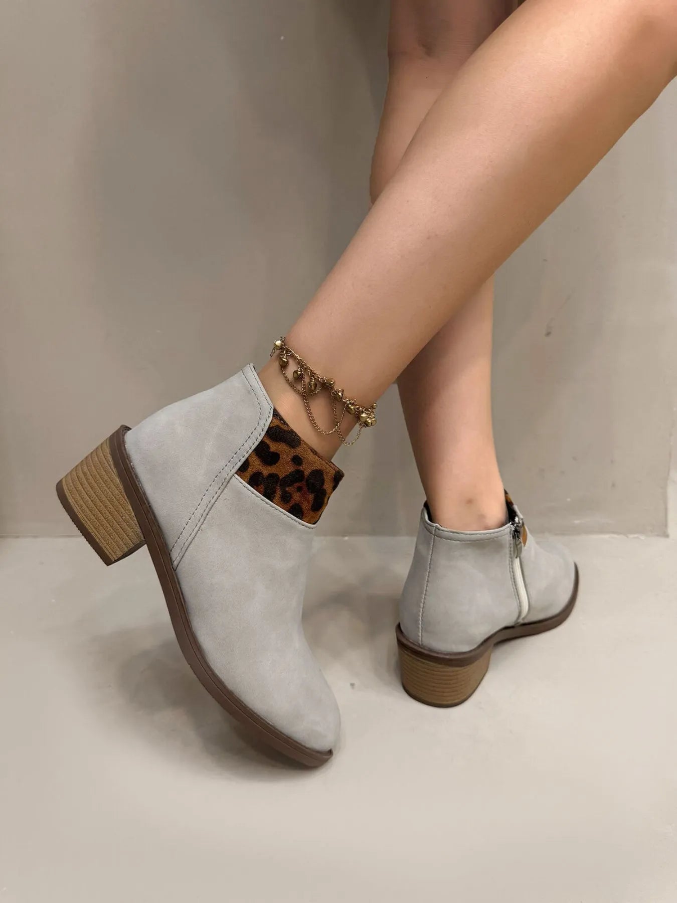 Leopard Block : Heels Boots