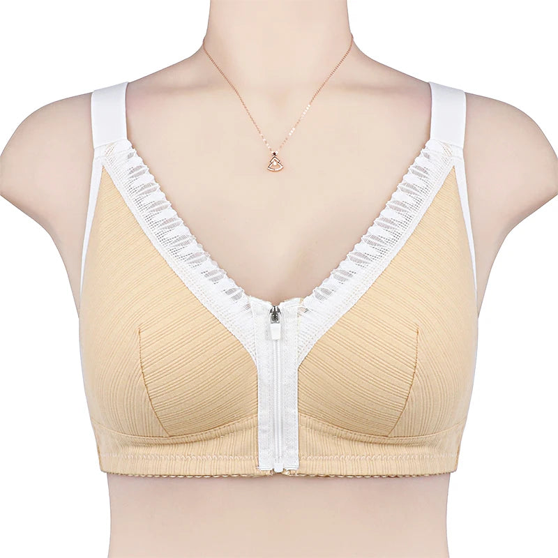 Sexy Bra Lace Women Front Closure Bra Wire Free Underwear Confortable Lingerie Cotton Bralette Large Bust 52/120 B C