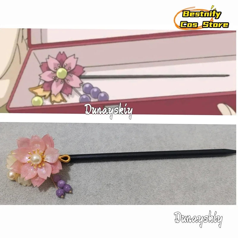 CosplayAnime Nanami Cosplay Costume Wooden Hair Stick Chinese Style Winding Flower Hairpin With Tassel Kamisama Love Role-playin