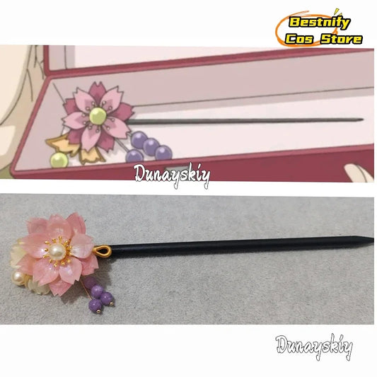 CosplayAnime Nanami Cosplay Costume Wooden Hair Stick Chinese Style Winding Flower Hairpin With Tassel Kamisama Love Role-playin