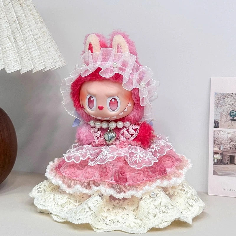 For Labubu Baby Clothes Front High-energy Series Plush Doll Pendant Third Generation Doll Skirt Set Fashion Doll Clothing Gift