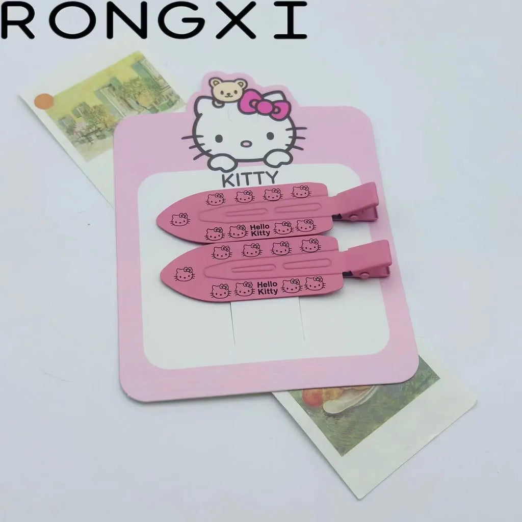 2pcs Hello Kitty Seamless Hairpin Cute Cartoon Sanrio BB Hair Clip Accessories Girl Headwear Bangs Clip Sweet HairClips Gifts