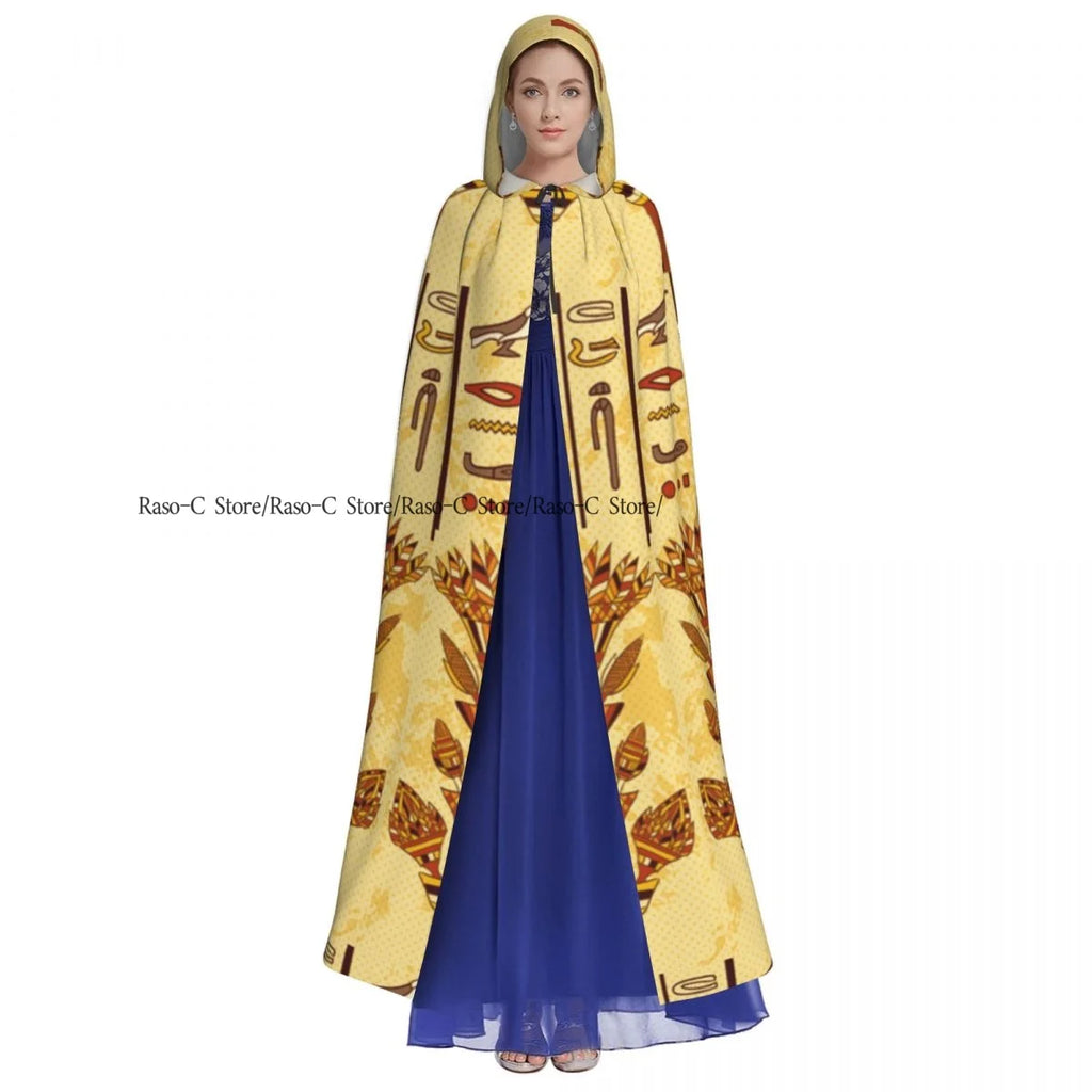 Unisex Adult Vintage Egyptian God Hieroglyphs Cloak with Hood Long Witch Costume Cosplay