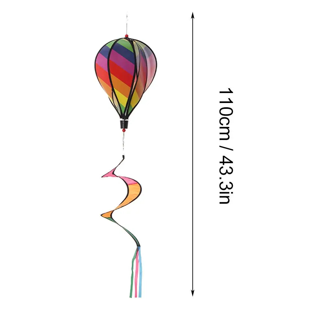 110CM Giant Rainbow Hot Air Balloon Garden Wind Spinners Pinwheels Whirligigs Windmill Toys for Yard Lawn Decorations Outdoor