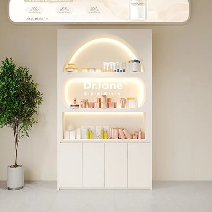 Solid wood paint beauty salon display cabinet High-end atmospheric skin care product cabinet Product rack Cosmetics display rack