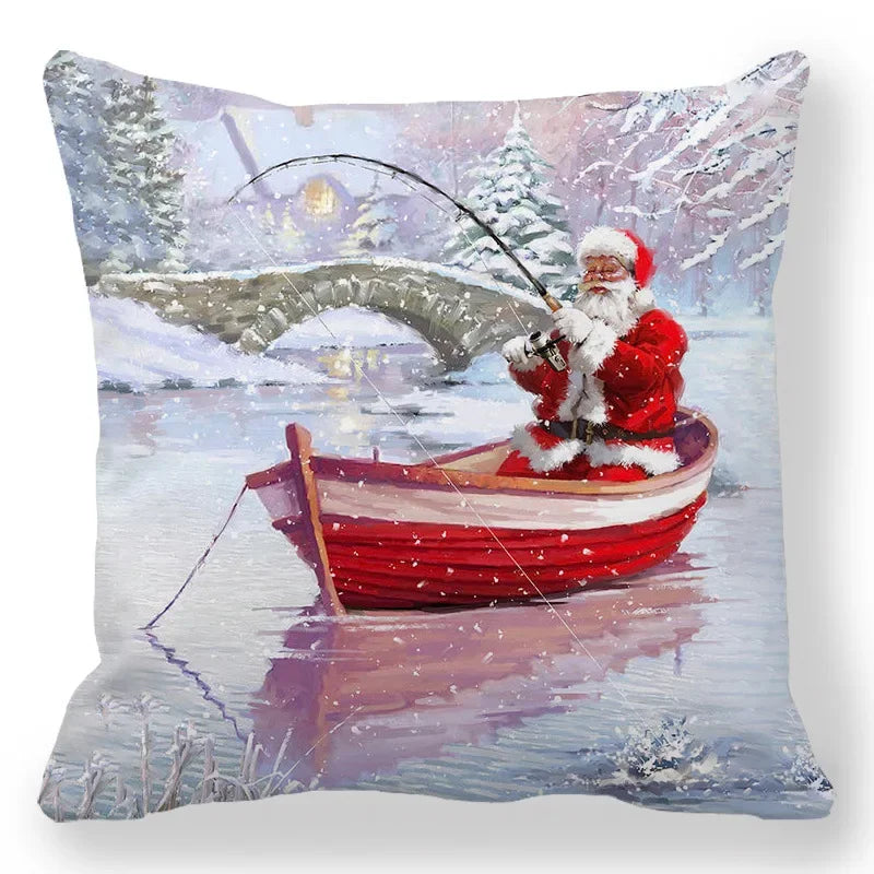 Christmas Decoration Pillowcase Santa Claus Snowman Deer Cushion Cover Home Sofa Chair