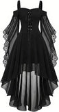 Costumes Witch Dress Women 2026 Halloween Woman Adults Medieval Vampire Butterfly Sleeve Mesh Gothic Outfits Carnival Dress Up