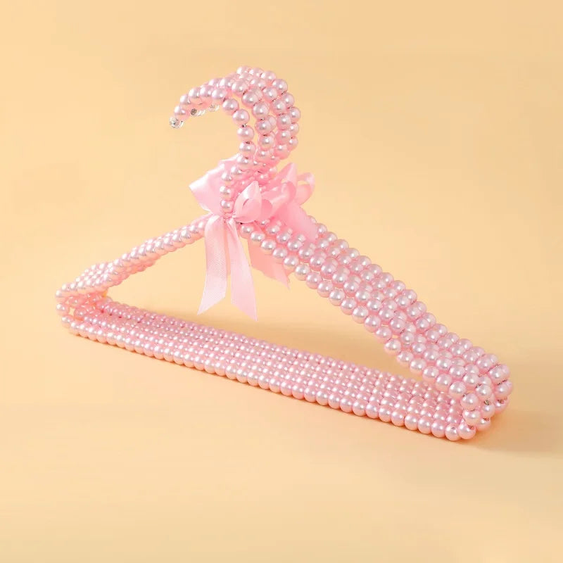 50Pcs 40cm Pearl Clothes Hangers Elegant Bridesmaid Hangers Closet Coat Storage Organizer Bowknot Standard Wedding Adult Hangers