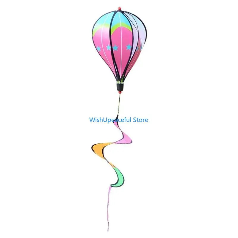 34YA Hot Air Balloon Wind Spinner Pinwheels Rotating Sequins Windmill Ornament for Home Garden Lawn Decor Children Gift