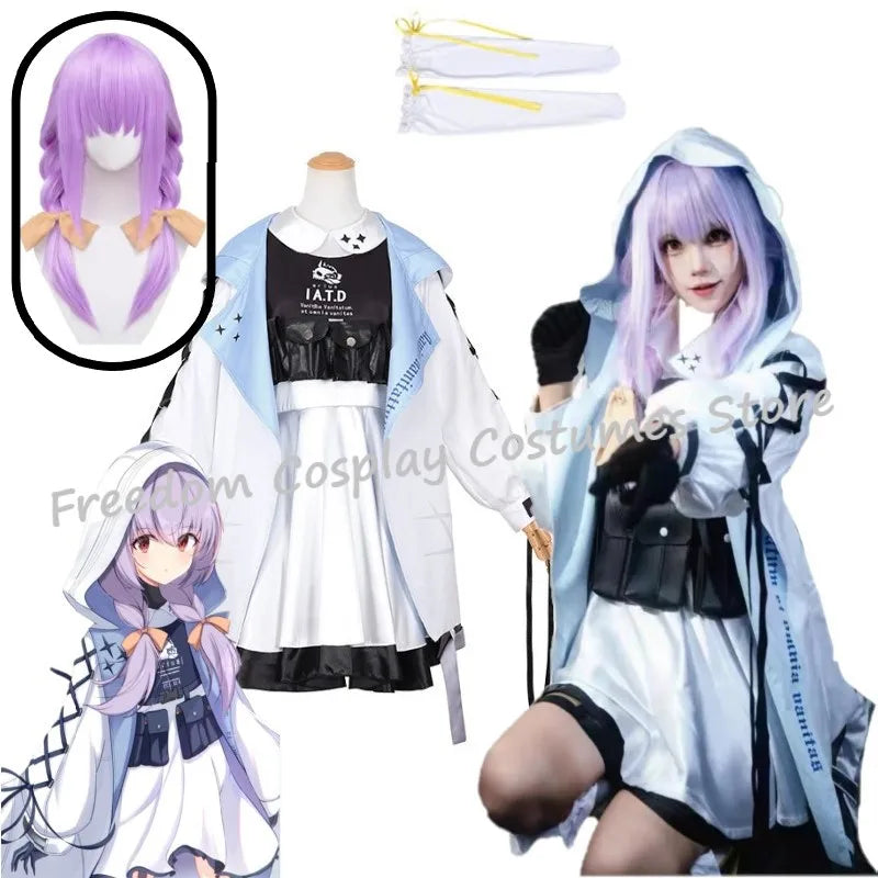 Blue Archive Hakari Atsuko Cosplay Costume Wig Headwear Women Carnival Halloween Carnival Party Roleplay Outfits Purple Hair