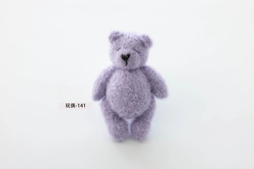 Newborn Photography Props Handmade Knitted Bear Clothes Costume Bodysuit with Hat and Cute Doll Set for Baby Studio Photo Shoot