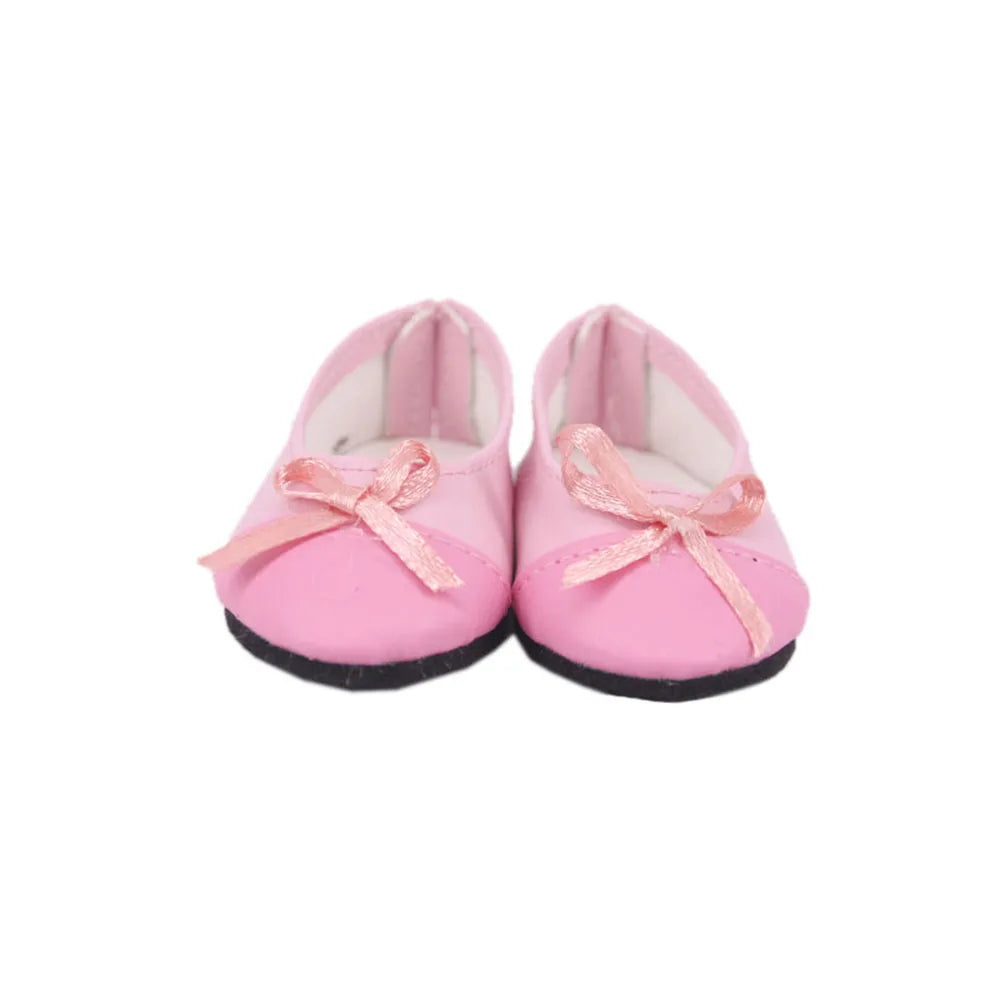 7Cm length Doll Shoes For 18 inch Girls American & 43Cm Baby New Born Doll Clothes Accessories Flowers/Bows Stamp Canvas Shoes