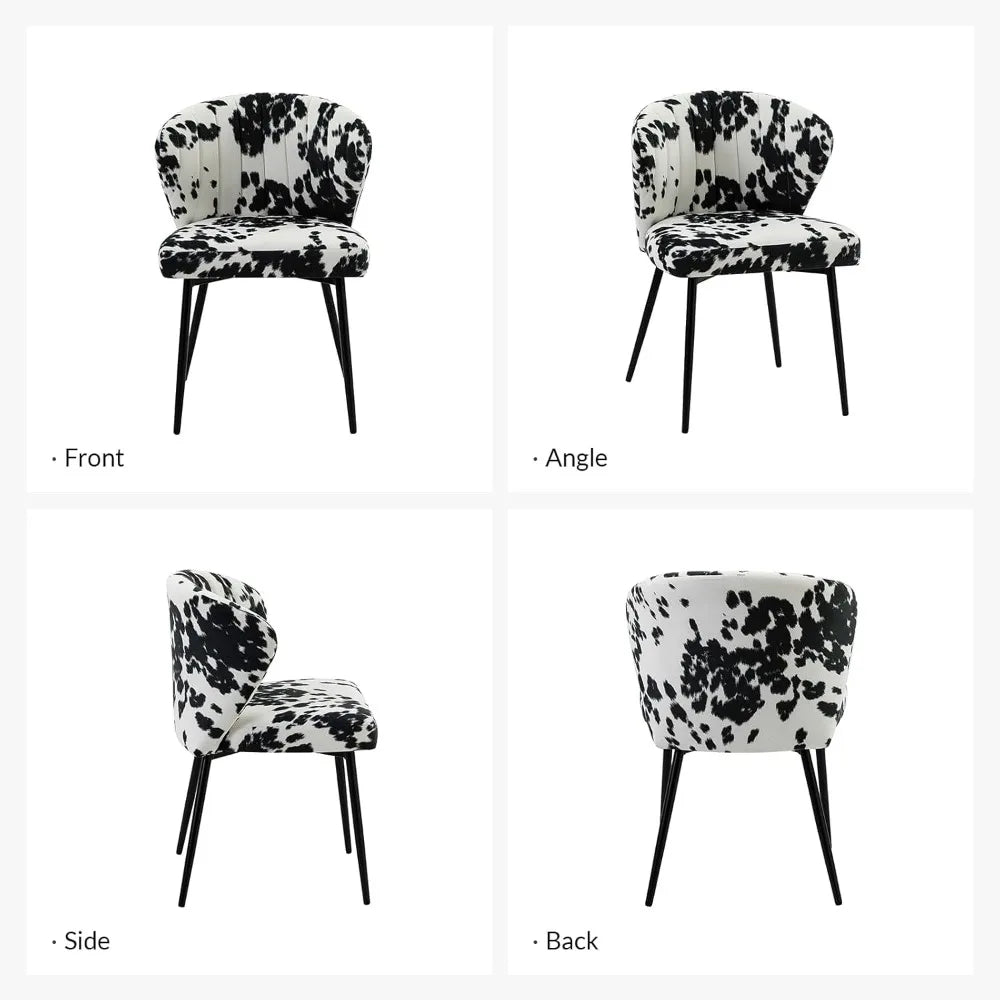 Modern Dining Chairs, Small Cute Armless Accent Chair, Upholstered Side Chair with Black Metal Legs, Tufted Back Vanity Chair fo