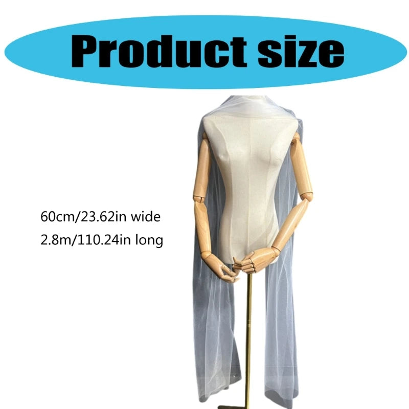 Bridal Neckerchief Cathedral Long Bridal Scarves Simple Wedding Ceremony Scarf for Brides and Gala Evenings