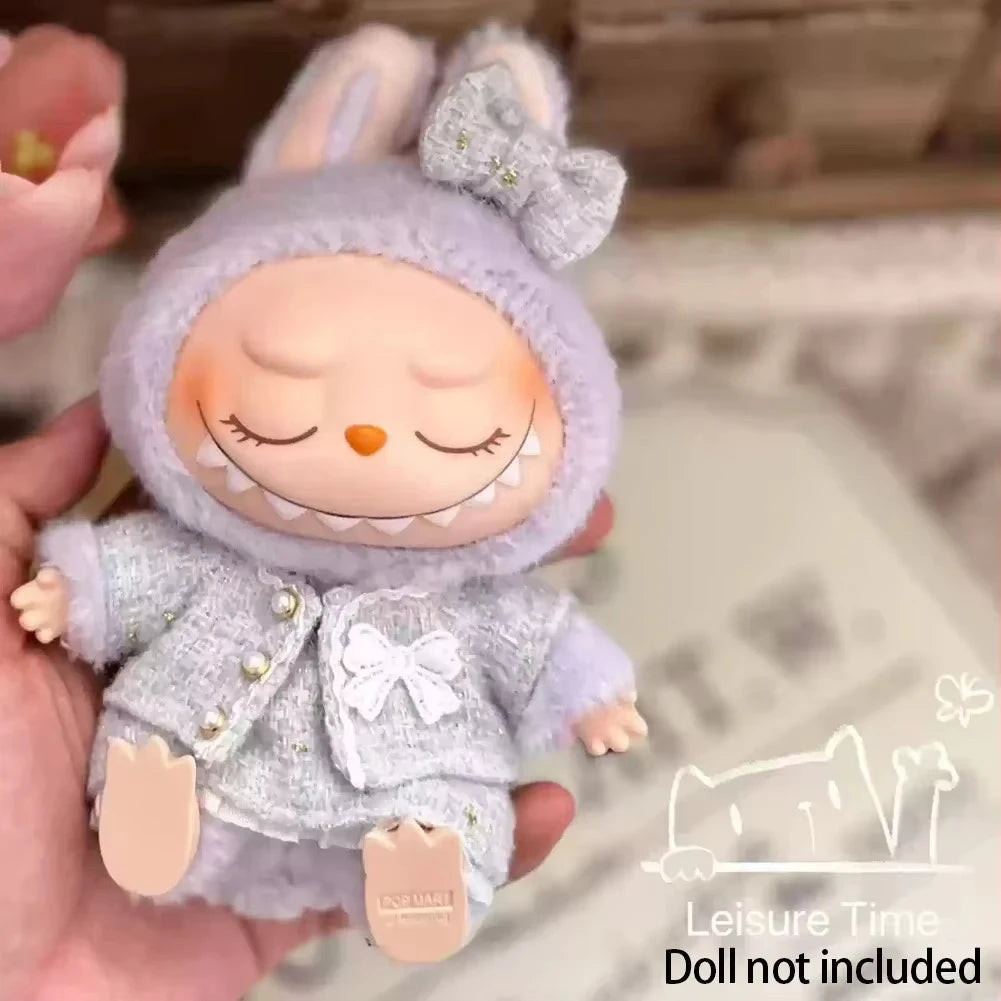 Cute Clothes for 17cm Labubu Doll Fashion V1V2 Idol Clothing DIY Kids Gift Dress for Labubu Cloak Clothes Hair Dolls Accessories