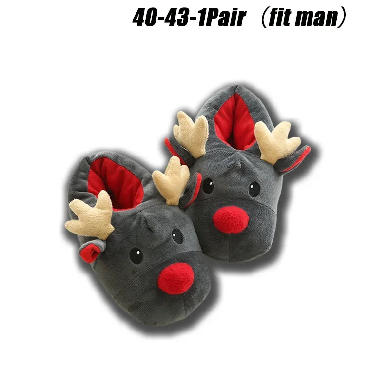 Deer Slippers Soft Shoes Plush Winter Cotton Couple Cute Christmas Cotton Women's slipper Slide Slippers for Women