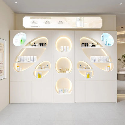 Solid wood paint beauty salon display cabinet High-end atmospheric skin care product cabinet Product rack Cosmetics display rack