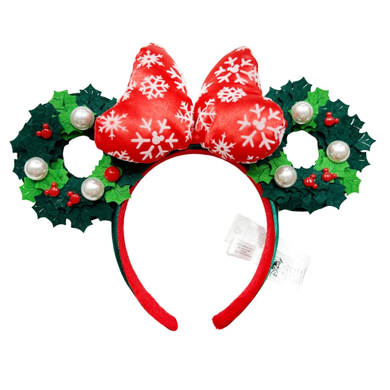 Disney Princess Mickey Mouse Headband Mickey Ear Rapunzel Snow White Sequin Bow Hair Hoop Gift Girl Accessories Christmas Gift