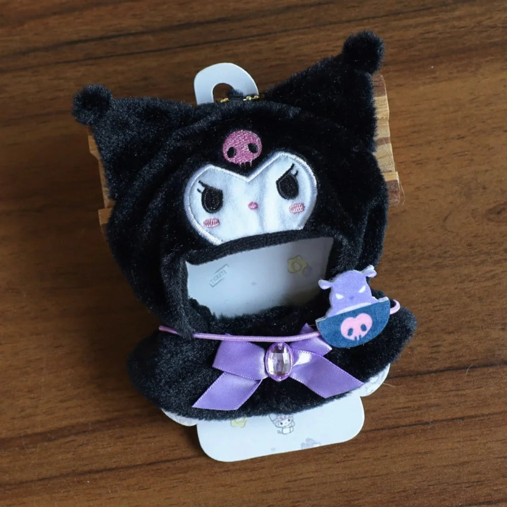 Anime Sanrio Hello Kitty Doll Pendant baby clothes Kawaii Cinnamoroll Kuromi Plush Cape Key Bag Chain Decoration Gifts