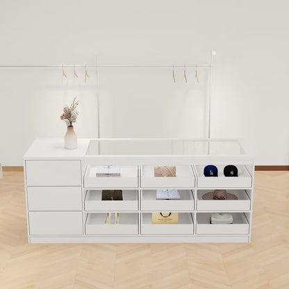 Modern Creative Clothing Store Island Cabinet Multi Layer Storage Display Cashier Counter Glass Ornament Office Furniture FYMS
