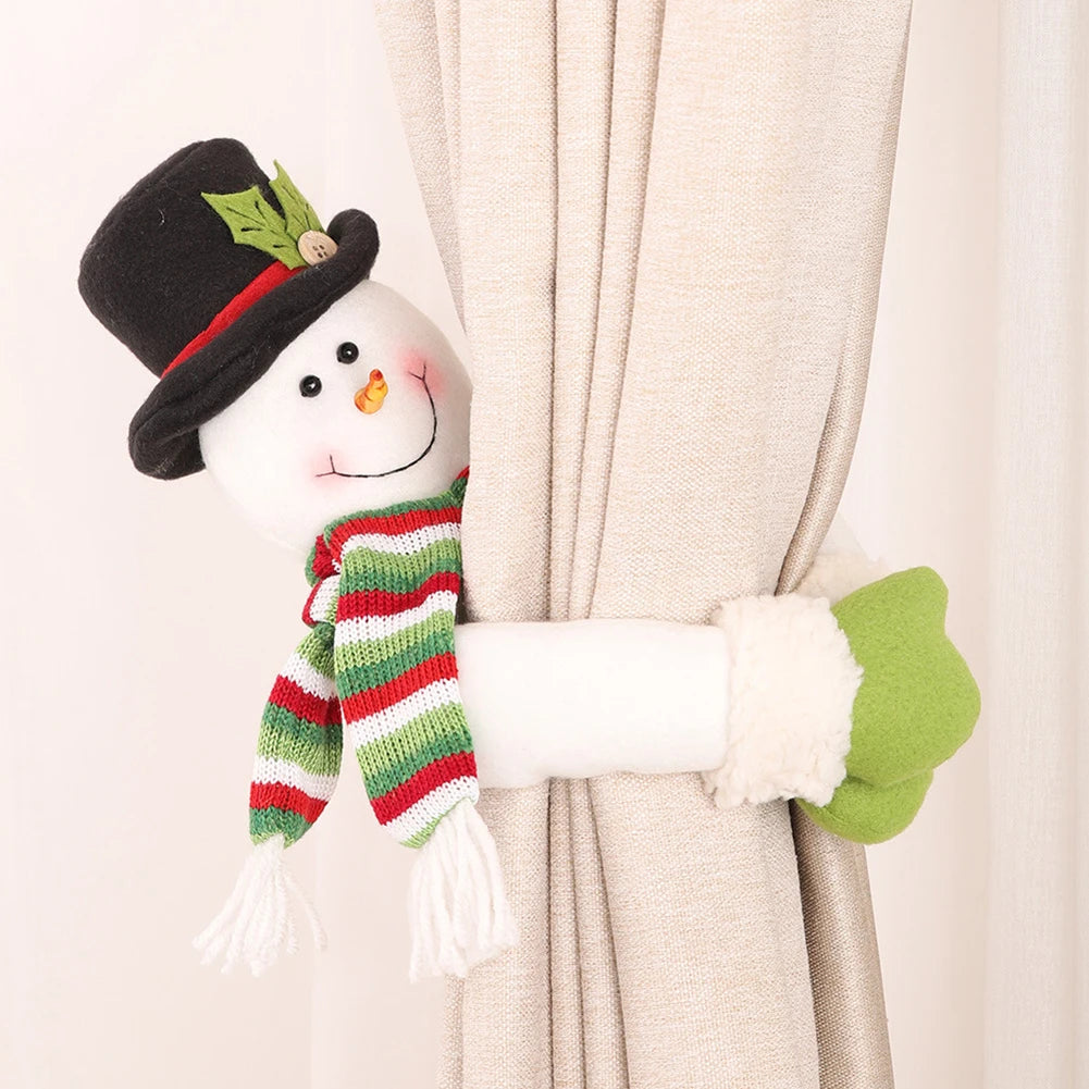 Christmas Curtain Buckle Cartoon Snowman Curtain Tieback Curtain Clip Holders Dismountable Window Curtain Rings Home Decor