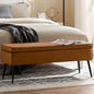 Leather Storage Ottoman Bench,End of Bed Bench Living Room Bedroom Dinning Room Entryway,Loads 660 lb (Without Button, Brown)