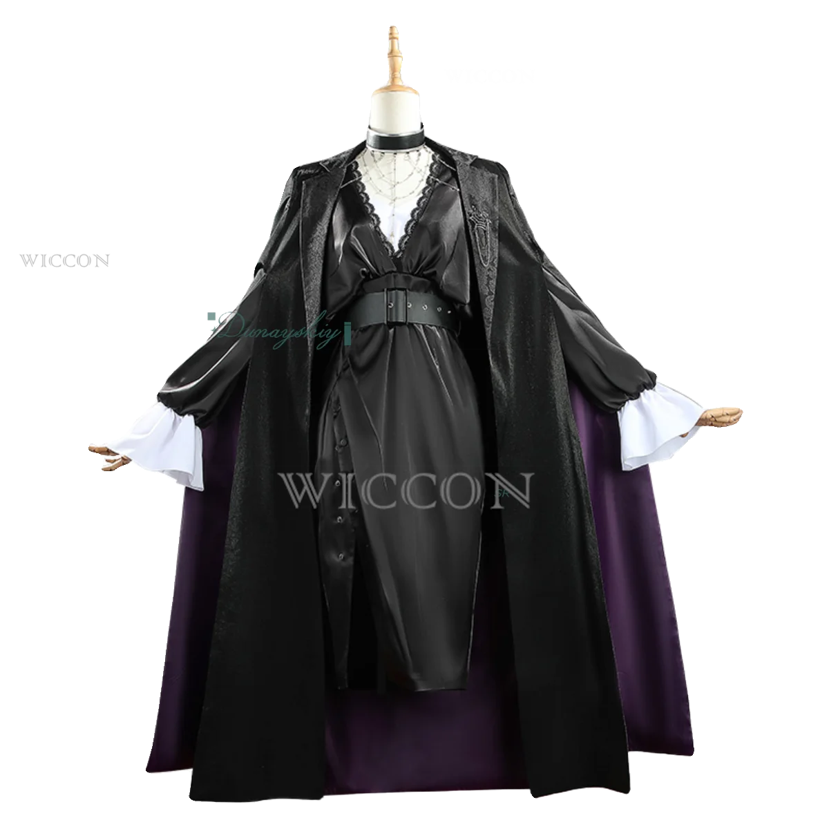 Happyzoo Langley Cosplay Costume Long Trench Coat Wig Game Path To Nowhere Full Set Accessories Halloween Carnival Suit Women