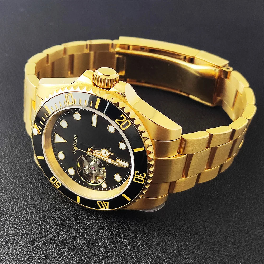 Men's Automatic Mechanical watch NH38 movement Hollow dial 316L stainless steel sapphire glass Diameter 39.5mm NH38 Diving watch
