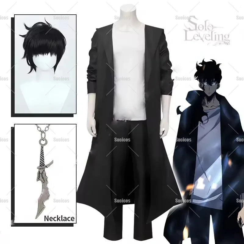 Anime Knight Killer Sung Jin-woo  Jinwoo Cosplay Costume WigShun Mizushino Trench Coat Woemen Men Halloween Custom Size