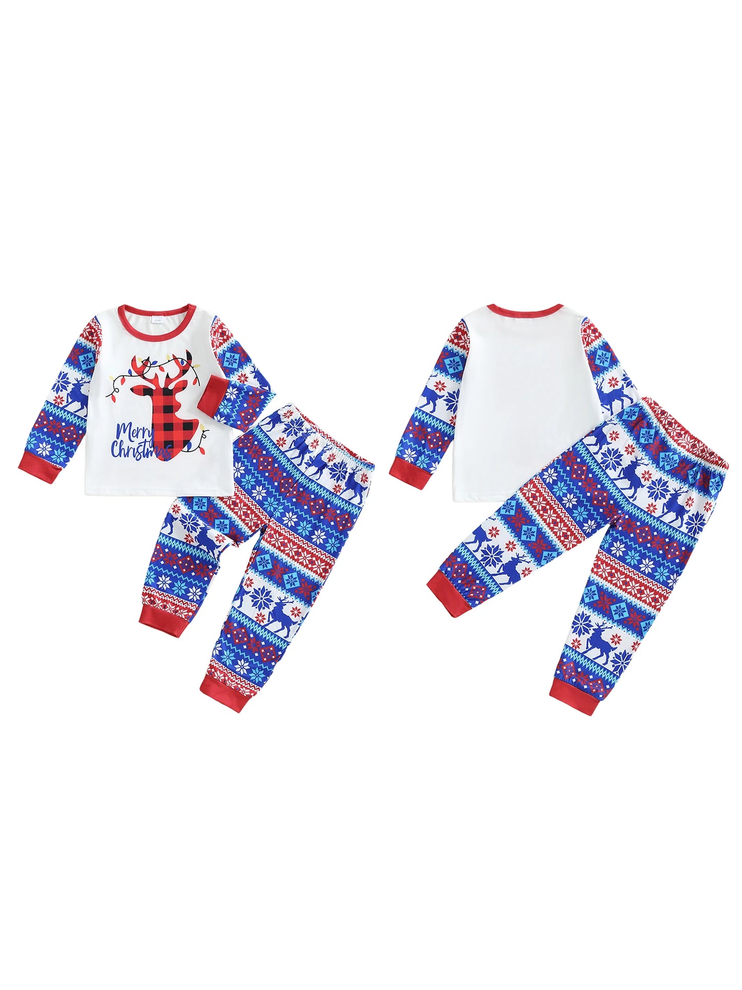 Toddler Boy Girl Christmas Outfit Santa Claus Snowman Long Sleeve Tops Elastic Waist Pants 2 Piece Set Holiday Costume